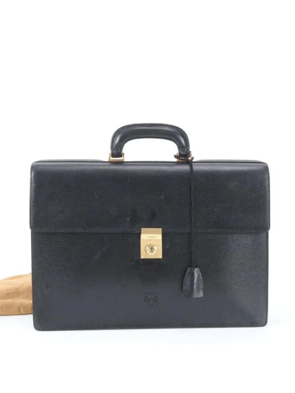 Loewe Anagram Leather Business Document Briefcase Black